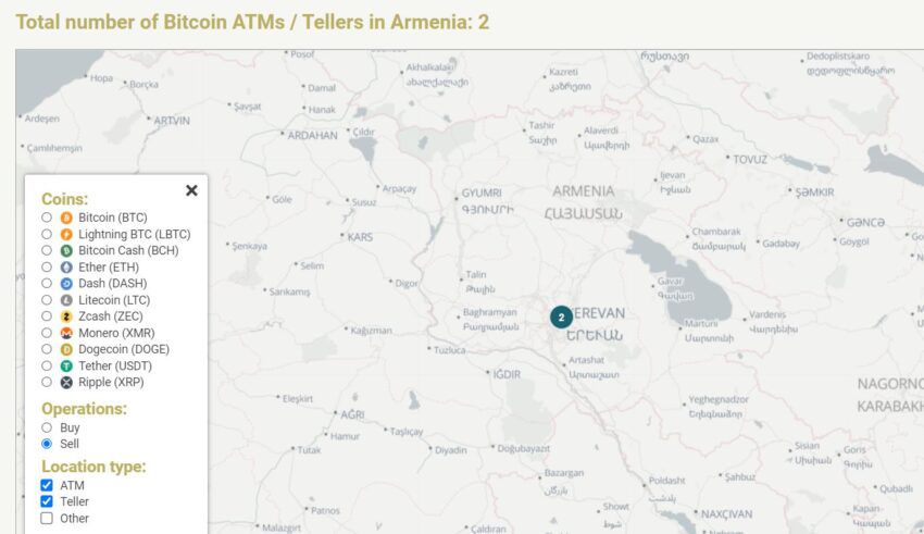 Физические пункты продажи криптовалют в Армении