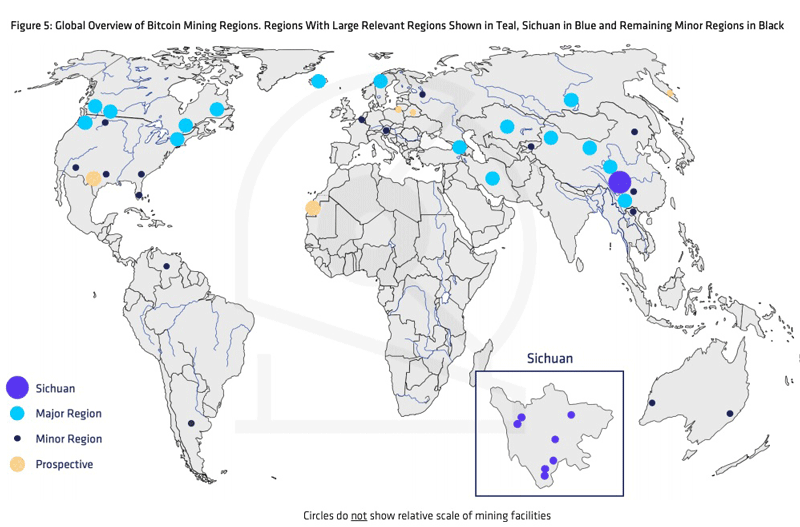 Глобальная карта хэшрейта биткоина