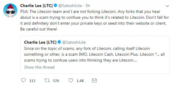 Мнение Чарли Ли (создателя Litecoin) о новых форках